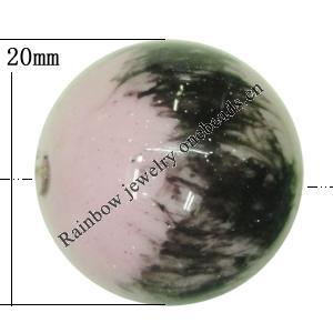 Painted Spray-paint Colorful Acrylic Beads, Round 20mm Hole:2.5mm, Sold by Bag