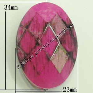 Painted Spray-paint Colorful Acrylic Beads, Faceted Oval 34x23mm Hole:2mm, Sold by Bag