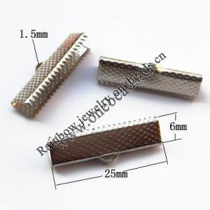 Ribbon Tip/Clip Ends, Iron, 6x22mm, hole:1.5mm, Sold by Bag