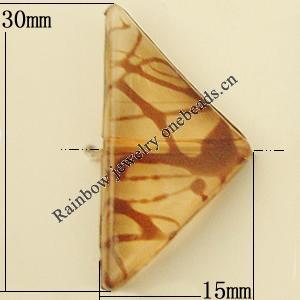 Transparent Acrylic Bead, Triangle 15x30mm Hole:1mm, Sold by Bag 
