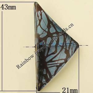 Transparent Acrylic Bead, Triangle 43x21mm Hole:2mm, Sold by Bag 