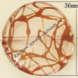 Transparent Acrylic Bead, Flat Round 36mm Hole:1.5mm, Sold by Bag 
