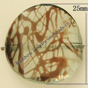 Transparent Acrylic Bead, Flat Round 25x25mm Hole:1mm, Sold by Bag 