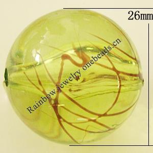 Transparent Acrylic Bead, Round 26mm Hole:3mm, Sold by Bag