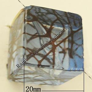 Transparent Acrylic Bead, Cube 20mm Hole:2mm, Sold by Bag