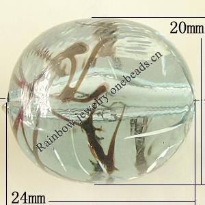 Transparent Acrylic Bead, Round 24x20mm Hole:1.5mm, Sold by Bag