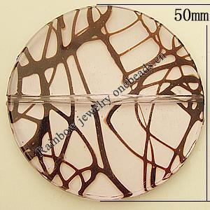 Transparent Acrylic Bead, Flat Round 50mm Hole:1mm, Sold by Bag