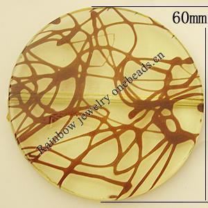Transparent Acrylic Bead, Flat Round 60mm Hole:1.5mm, Sold by Bag