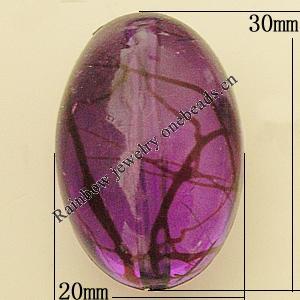 Transparent Acrylic Bead, Oval 20x30mm Hole:2mm, Sold by Bag