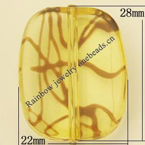 Transparent Acrylic Bead, Tectangle 28x22mm Hole:1.5mm, Sold by Bag