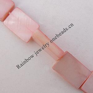 Natural Shell Beads, Rectangle 10x15x3.5mm Hole:About 1mm, Sold by 16-inch Strand