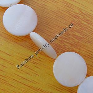 Natural Shell Beads, Flat Round 15x4mm Hole:About 1mm, Sold by 16-inch Strand