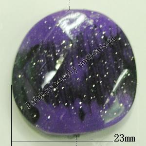 Painted Spray-paint Colorful Acrylic Beads, 23x23mm Hole:2mm, Sold by Bag