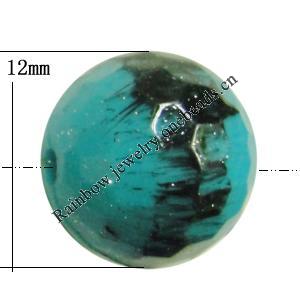 Painted Spray-paint Colorful Acrylic Beads, Faceted Round 12mm Hole:2mm, Sold by Bag