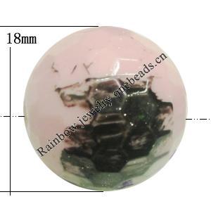 Painted Spray-paint Colorful Acrylic Beads, Faceted Round 18mm Hole:2mm, Sold by Bag