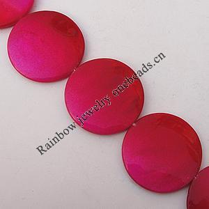 Paint (Spray-paint) Shell Beads, Flat Round 30x4mm Hole:About 1mm Sold per 16-Inch Strand