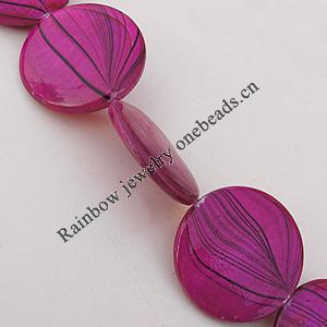  Paint (Spray-paint) Shell Beads, Flat Round 20x4mm Hole:About 1mm, Sold 16-Inch Strand
