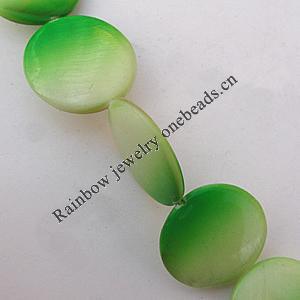  Paint (Spray-paint) Shell Beads, Flat Round 20x3mm Hole:About 1mm, Sold 16-Inch Strand