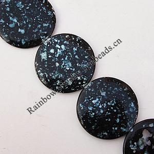  Paint (Spray-paint) Shell Beads, Flat Round 25x3mm Hole:About 1mm, Sold 16-Inch Strand