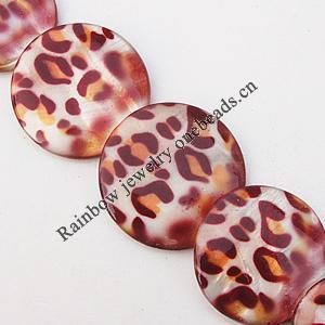  Paint (Spray-paint) Shell Beads, Flat Round 15-30mm Hole:About 1mm, Sold 16-Inch Strand