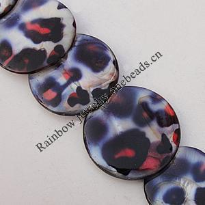  Paint (Spray-paint) Shell Beads, Flat Round 15-30mm Hole:About 1mm, Sold 16-Inch Strand