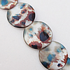  Paint (Spray-paint) Shell Beads, Flat Round 15-30mm Hole:About 1mm, Sold 16-Inch Strand