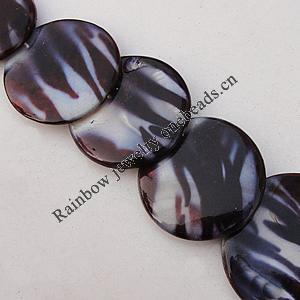  Paint (Spray-paint) Shell Beads, Flat Round 15-30mm Hole:About 1mm, Sold 16-Inch Strand