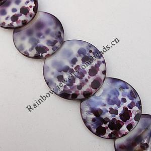  Paint (Spray-paint) Shell Beads, Flat Round 15-30mm Hole:About 1mm, Sold 16-Inch Strand