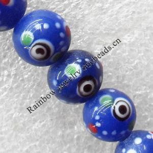 Lampwork Beads, Round 10mm Hole:About 1.5mm, Sold by PC