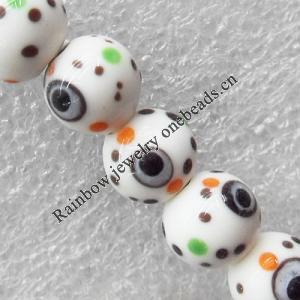 Lampwork Beads, Round 10mm Hole:About 1.5mm, Sold by PC