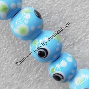 Lampwork Beads, Round 10mm Hole:About 1.5mm, Sold by PC