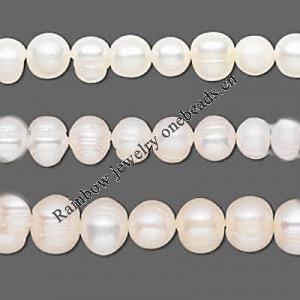 Pearl, cultured freshwater, Potato 6mm Hole:About 0.1mm，Sold per 16-inch strand.