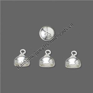 Jewelry Terminators, Cord End Caps, Glue-in style, Iron, Lead-free, 7x6mm with loop, 6mm inside diameter, Sold by bag