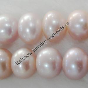 Pearl, cultured freshwater, Button 11-12mm Hole:About 0.1mm，Sold per 16-inch strand.