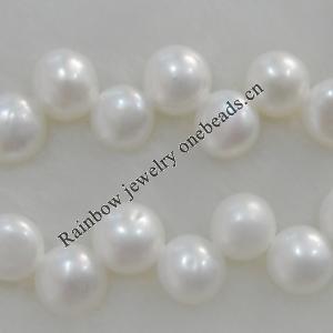 Pearl, cultured freshwater, Button 8x5mm Hole:About 0.1mm，Sold per 16-inch strand.