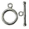 Copper Toggle Clasps Jewelry Findings Lead-free Platina Plated, Loop:16x12mm Bar:18x7mm Hole:2mm, Sold by Bag