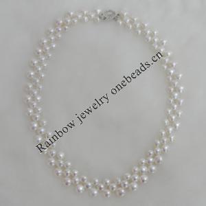 Pearl Necklace, cultured freshwater, 8x5mm Hole:About 0.1mm，Sold per 16-inch strand.