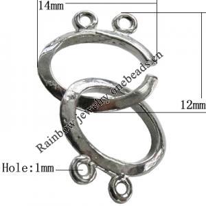 Copper Toggle Clasps Jewelry Findings Lead-free Platina Plated, 12x14mm Hole:1mm, Sold by Bag