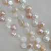 Pearl, cultured freshwater, Button 8x5mm Hole:About 0.1mm，Sold per 16-inch strand.