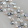 Pearl, cultured freshwater, Button 8x5mm Hole:About 0.1mm，Sold per 16-inch strand.