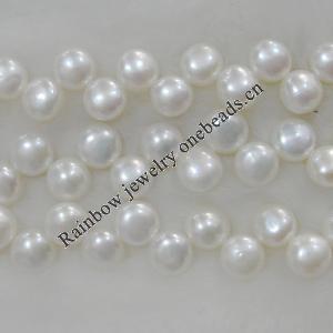 Pearl, cultured freshwater, Button 8x4.5mm Hole:About 0.1mm，Sold per 16-inch strand.