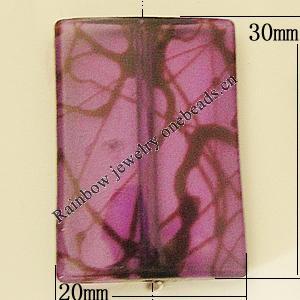 Transparent Acrylic Bead, Rectangle 20x30mm Hole:1mm, Sold by Bag