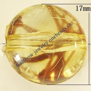 Transparent Acrylic Bead, Flat Round 17mm Hole:2mm, Sold by Bag