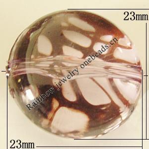 Transparent Acrylic Bead, Flat Round 23mm Hole:2mm, Sold by Bag