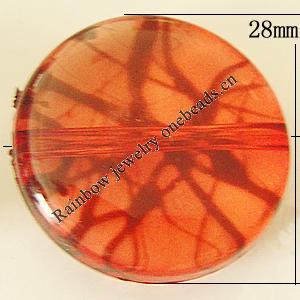 Transparent Acrylic Bead, Flat Round 28mm Hole:2mm, Sold by Bag