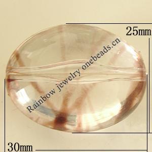 Transparent Acrylic Bead, Flat Oval 30x25mm Hole:2mm, Sold by Bag