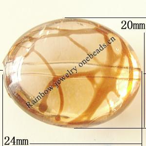 Transparent Acrylic Bead, Flat Oval 24x20mm Hole:1.5mm, Sold by Bag