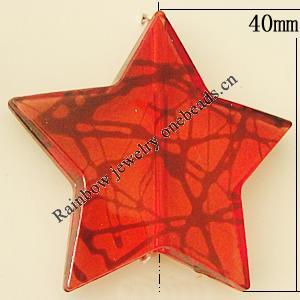 Transparent Acrylic Bead, Star 40mm Hole:2mm, Sold by Bag