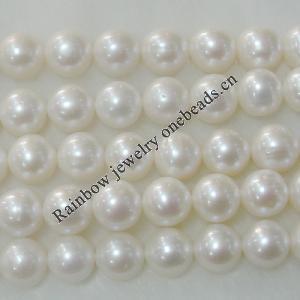 Pearl, cultured freshwater, Round 9-10mm Hole:About 0.1mm，Sold per 16-inch strand.
