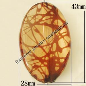 Transparent Acrylic Bead, Flat Oval 43x28mm Hole:2mm, Sold by Bag
